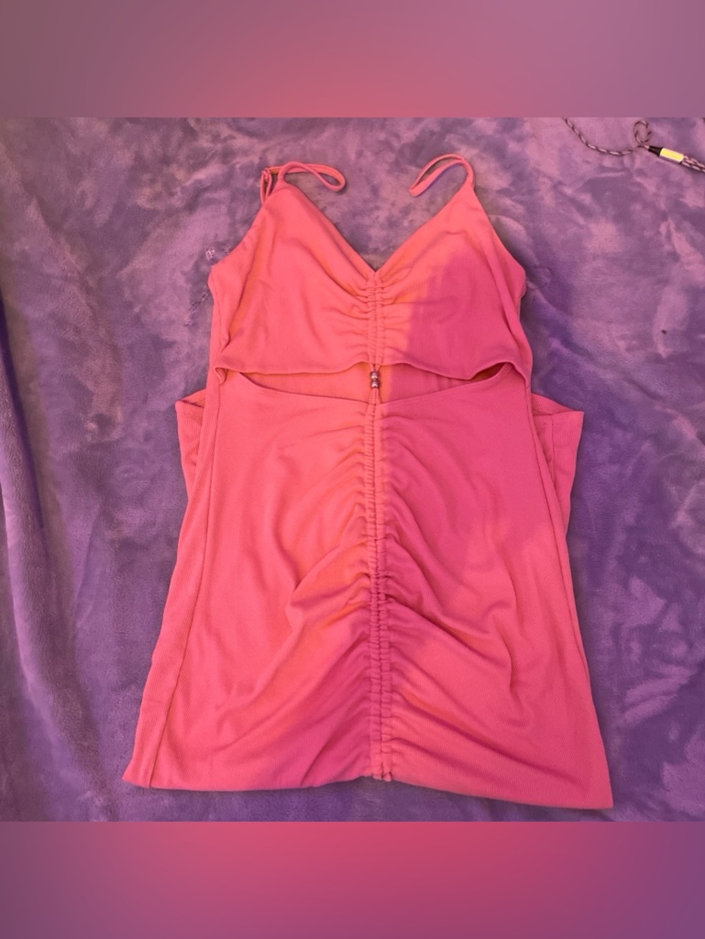 Pink Ruched Cutout Mini Dress - Picture 3 of 4